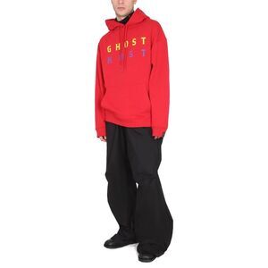 RAF SIMONS Ghost Host Graphic Print Cotton Hoodie Men RED Sweaters & Cardigans